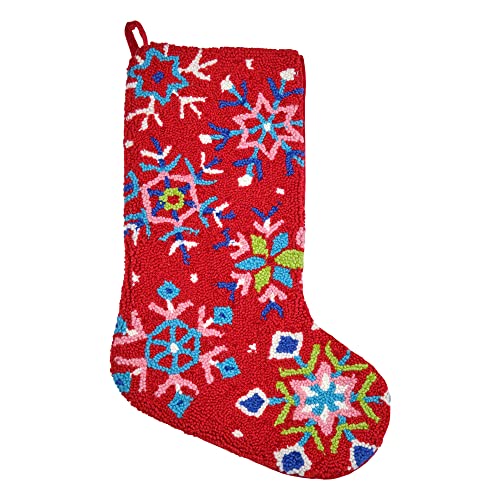 Colorful Snowflake Stocking by Peking Handicraft – 100% Wool & Cotton Christmas Decor