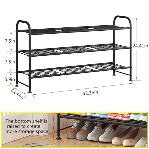 3-Tier Metal Shoe Rack Organizer - Spacious Storage for 20+ Pairs
