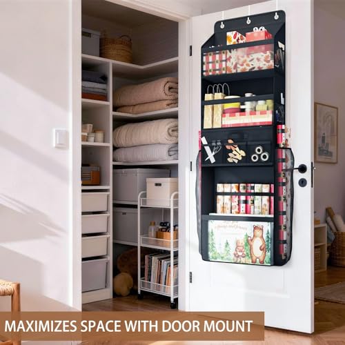 Over Door Wrapping Paper Storage Organizer with Removable Drawer