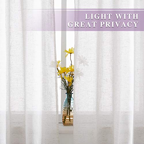 Flax Sheer Linen Curtains - Semi-Transparent Grommet Drapes, 2 Panels, 52" x 84"