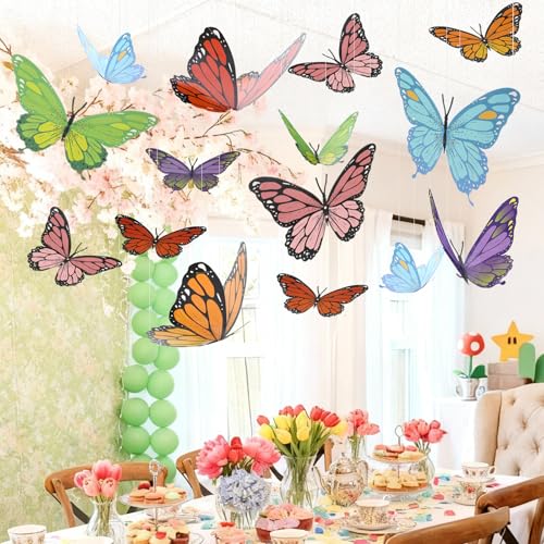 18 Pcs Large 3D Hanging Butterfly Decorations for Party and Room Decor
