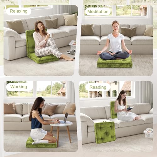 Tufted Corduroy Floor Cushion, 22x22 Square Meditation Pillow