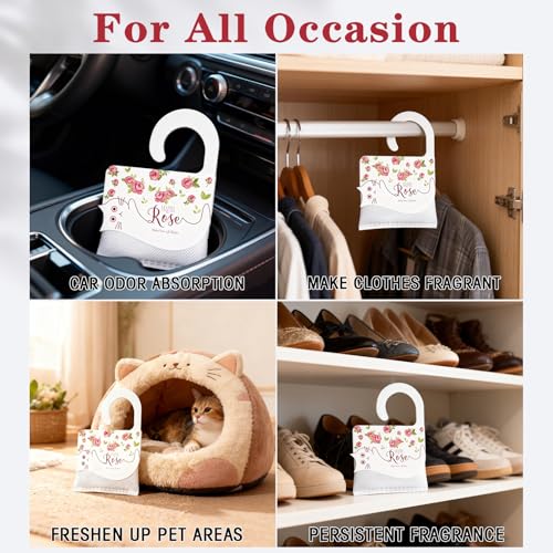 13-Pack Rose Scented Sachets - Long Lasting Air Freshener for Closets & Drawers
