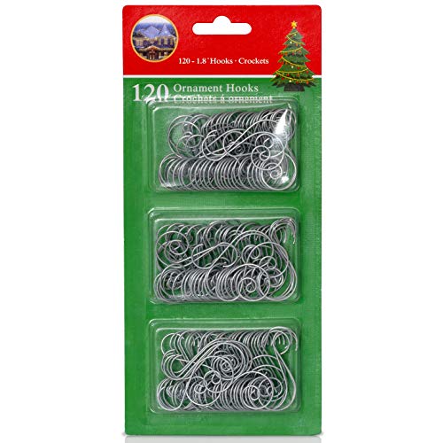 Silver Christmas Tree Ornament Hooks - 120 Pack Metal Wire Hangers