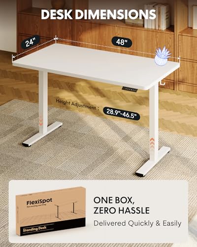 48-Inch Electric Standing Desk with 4 Memory Presets, White