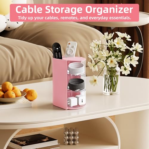 Neotidy Pink Rotating Hair Accessories Organizer with Brush & Tiered Storage