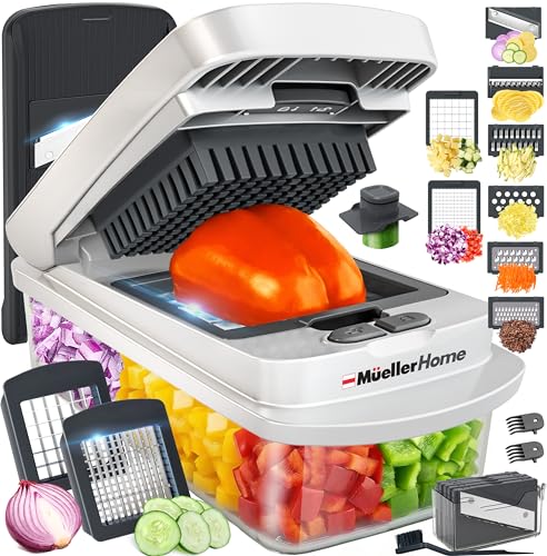10-in-1 Vegetable Chopper and Mandoline Slicer with 8 Blades and Container