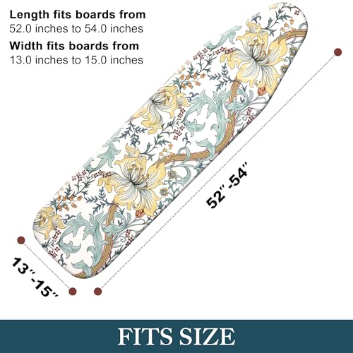 Standard Ironing Board Cover and Pad, 15x54 Inch Organic Cotton Heat-Resistant