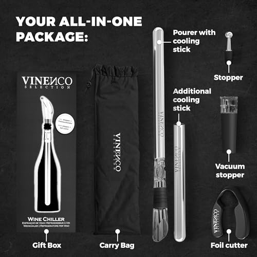 7-in-1 Wine Chiller Stick Set with Aerator, Pourer, and Vacuum Pump