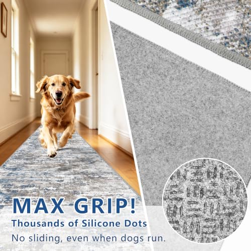 2x10 Hallway Runner Rug, Washable Non-Slip Abstract Carpet for Entryway