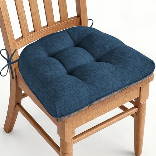 AddGrace Navy Chair Cushions 18x17x3 Inch for Dining & Kitchen Chairs - Non-Slip Support