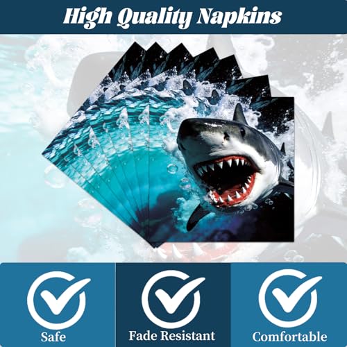 Shark Birthday Party Supplies Set - 96-Piece Ocean Themed Disposable Tableware