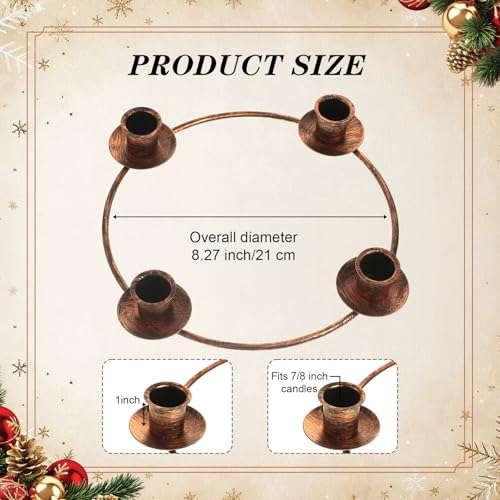 Bronze Metal Christmas Advent Candle Holder - 4 Taper Candle Stand