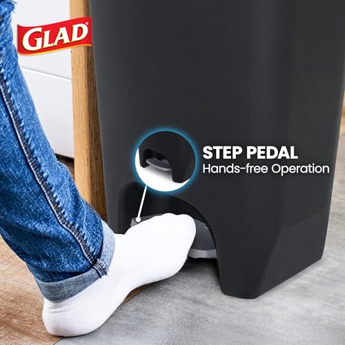 Glad 13-Gallon Plastic Step Trash Can with Clorox Odor Protection