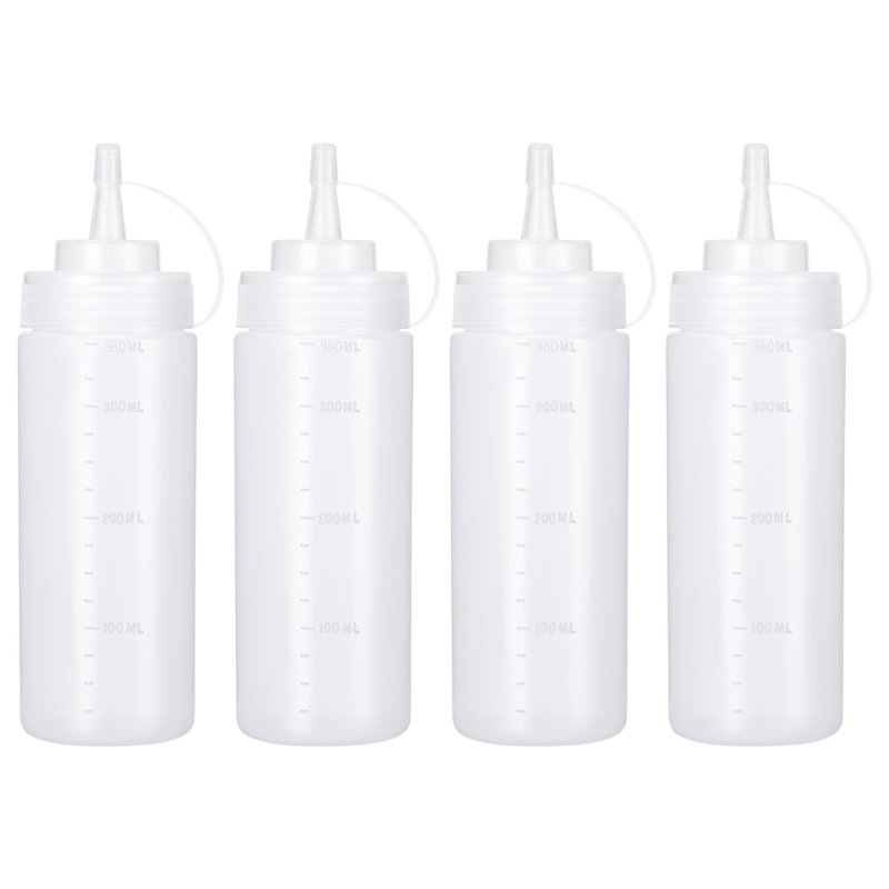 Katfort Squeeze Bottles for Sauces 2 Pack, 32 Ounce 1000ml Plastic Dressing Squirt Bottles with Cap Lids, Condiment Bottle for Liquids BBQ Dressing Pancake Art Dispenser
