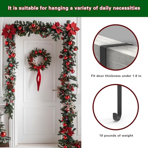 15" Wreath Hanger for Front Door - Steel Over The Door Hook, 20lb Capacity