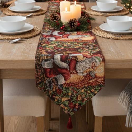Tache Festive Winter Christmas Table Runner 13 x 72 - Mr. Santa Decor