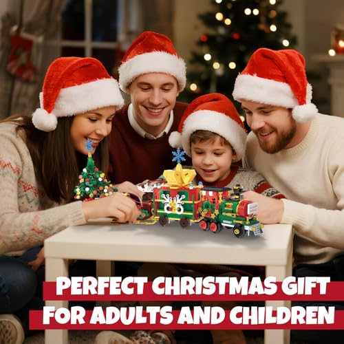MINYSIC Advent Calendar 2025 Building Blocks Set with LED Light (Red/Green - Christmas Train)