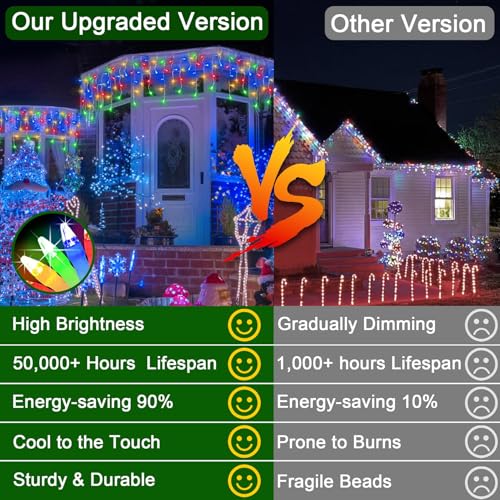 WUXYIYANG 132ft LED Christmas Lights 1332 LEDs, 296 Drops, 12 Modes, Multicolor