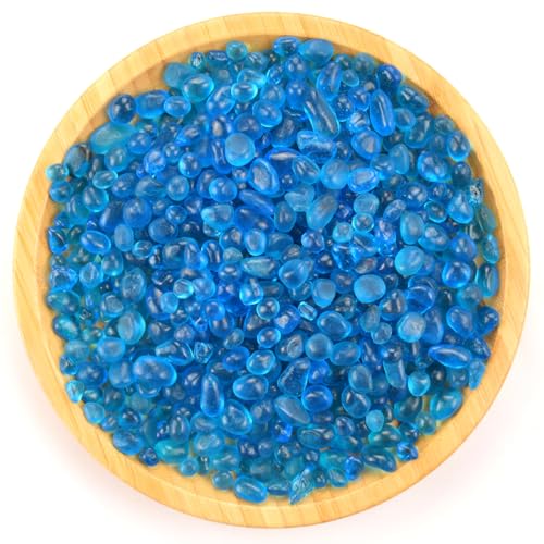 Lake Blue Glass Pebbles 1 lb - Irregular Sea Glass Stones for Vases & Aquariums