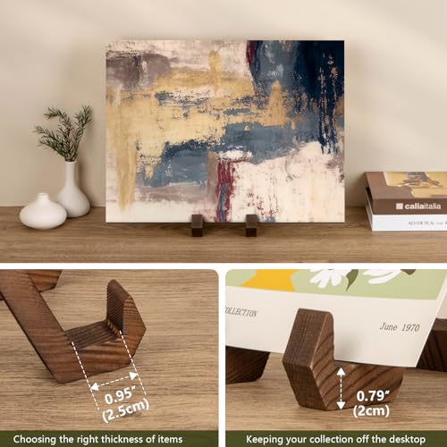 6-Inch Rustic Pine Wood Display Stand for Plates, Photos, and Books