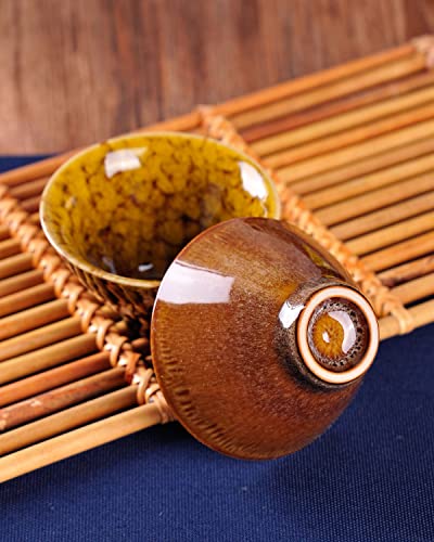 WHJY Ceramic Sake Cups Set of 6, Traditional Japanese & Chinese Kung Fu Tea Cups, 60ml