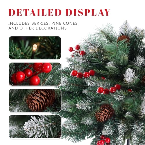2-Pack Artificial Christmas Urn Filler – Pre-lit Mini Trees with 60 LEDs, Warm White (Variation: Warm White / 2)