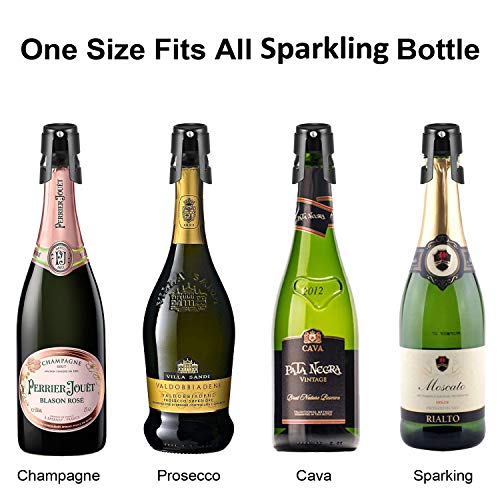 Stainless Steel Champagne Stoppers (2-Pack) - Airtight Wine Preserver, Black
