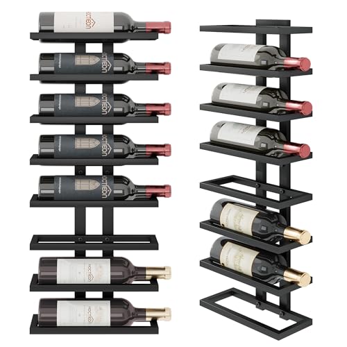 8-Tier Wall Mount Wine Rack - Metal Hanging Bottle Storage Organizer