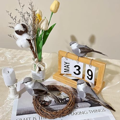 Northern Mockingbird Artificial Bird Ornament 2-Pack for Home Decor & Crafts
