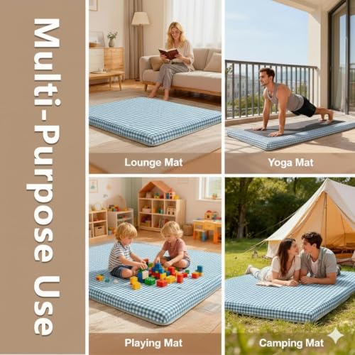 Full Size Japanese Floor Mattress, 3.5" Thick Foldable Futon Sleeping Pad