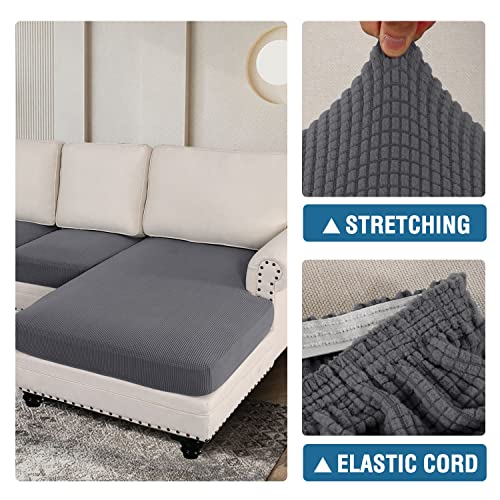 3-Piece Stretch Sofa Covers for L-Shaped Sectional Couch - Grey