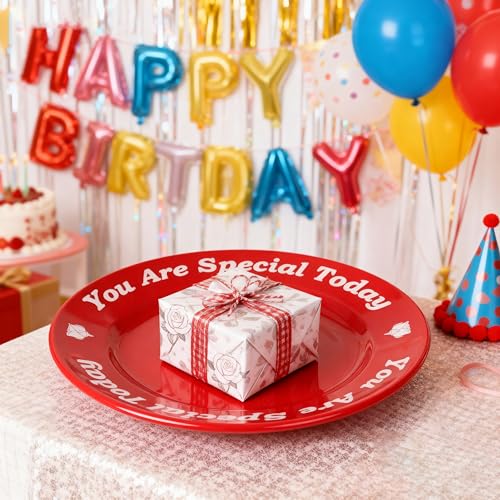 You Are Special Today 10.6-inch Ceramic Celebration Plate - Red & Gold