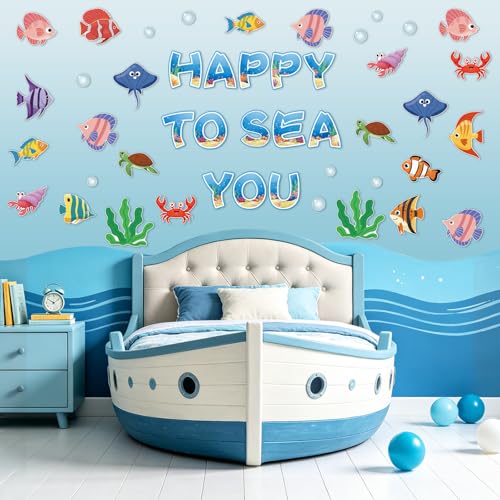 Ocean Bulletin Board Decorations Set - 64 Pcs Under The Sea Cutouts