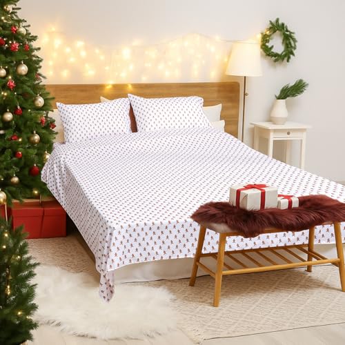 Newwiee Gingerbread 4-Piece Queen Bedding Set - Festive Christmas Sheets, 110G Polyester
