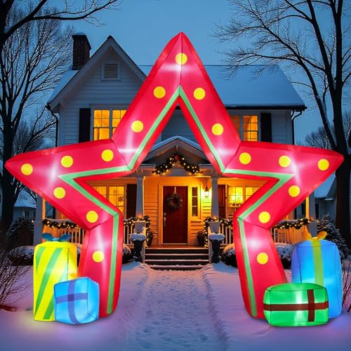 OurWarm 10ft Outdoor Christmas Inflatable Arch with Built-In LED Lights