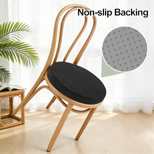 16-Inch Round Chair Seat Cushion, Non-Slip High-Density Foam Stool Pad, Black