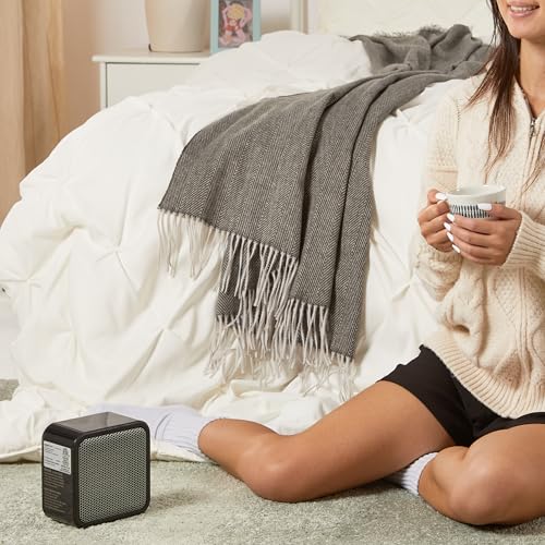 Ceramic Portable Mini Space Heater 500W for Office Desk Black
