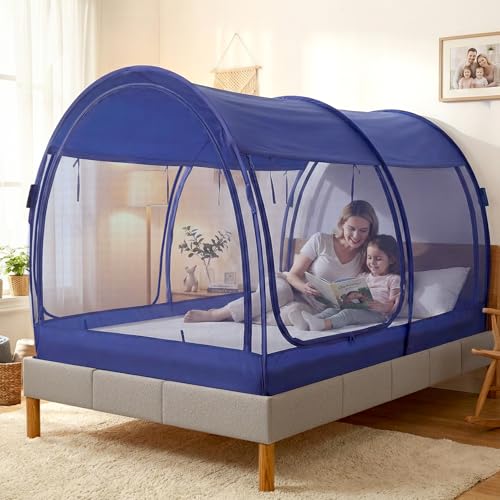 Indoor Pop-Up Privacy Bed Tent - Breathable Mesh Sleeping Canopy Shelter