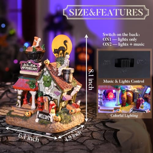 8-Inch Lighted Halloween Haunted House with Music and LED Lights