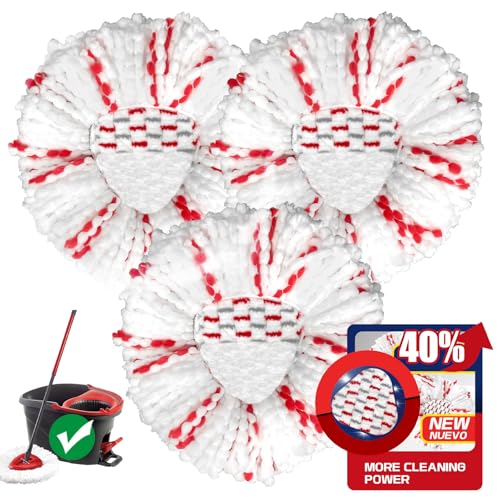 Microfiber Spin Mop Head Replacements - 3 Pack Machine Washable Refills