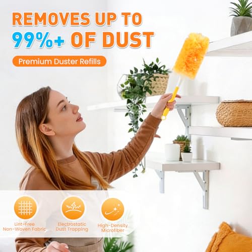 360° Disposable Duster Refills with 2 Handles - 80 Pack Heavy Duty Dusters