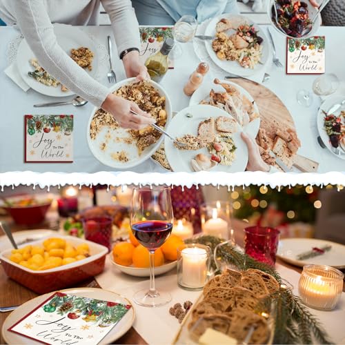 Frienda Christmas Joy to the World 60 Pack 13x13in Christmas Balls Napkins