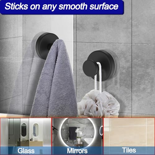 Heavy-Duty Suction Cup Hooks for Shower - No Drill Removable Towel Hooks