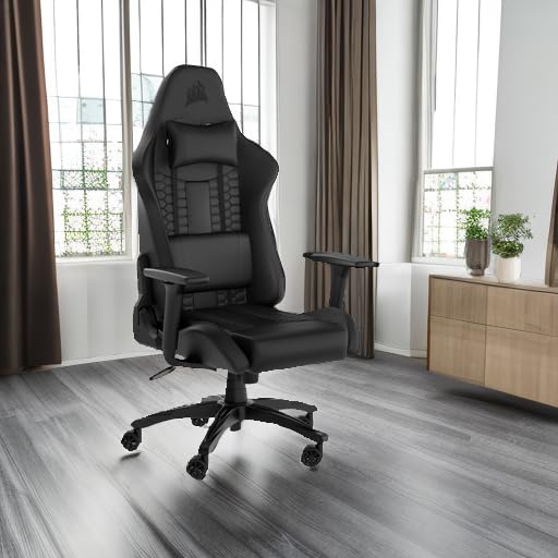 Relaxed Gaming Chair with Lumbar Support and Memory Foam Neck Pillow - Black