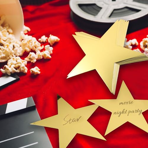 100 Pcs 6-Inch Gold Star Cutouts - Double-Sided Glitter Paper Stars