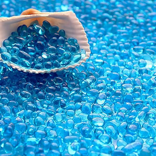 Lake Blue Glass Pebbles 1 lb - Irregular Sea Glass Stones for Vases & Aquariums