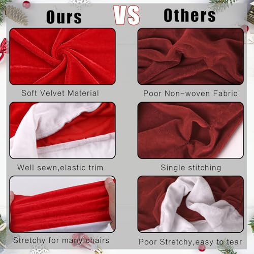 FOIMAS Red Christmas Santa Hat Chair Covers Pack of 4 - Holiday Dining Decor