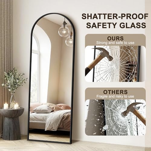 Arched Full Length Floor Mirror 70" x 24" Shatterproof Standing Mirror