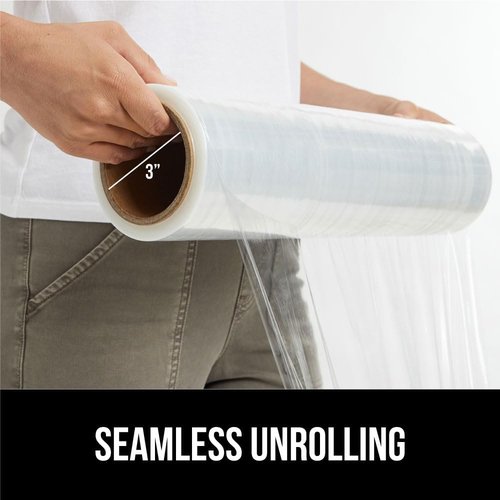 GORILLA GRIP Heavy Duty Stretch Film - 500ft Puncture Resistant Plastic Wrap for Shipping & Moving | Clear